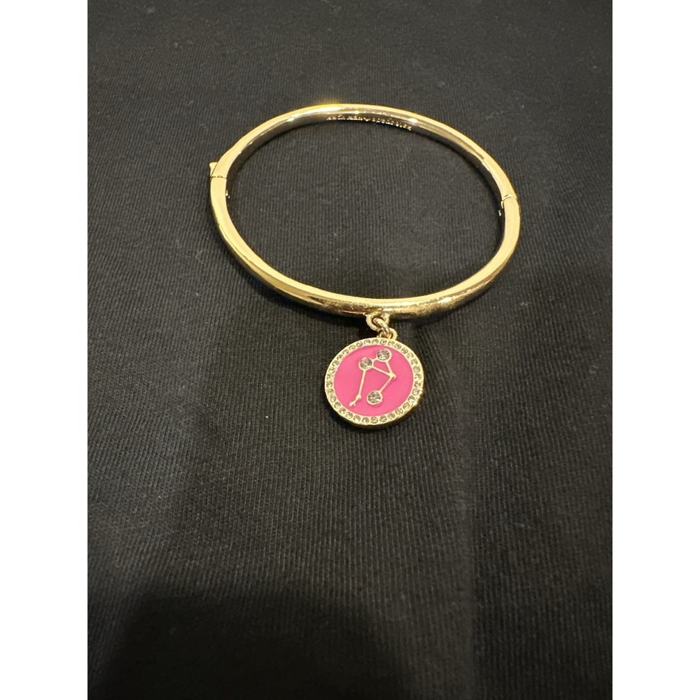 Kate Spade Bracelet Clasp Bangle Pink Libra Horoscope Sign Crystal Sparkle - Picture 3 of 16
